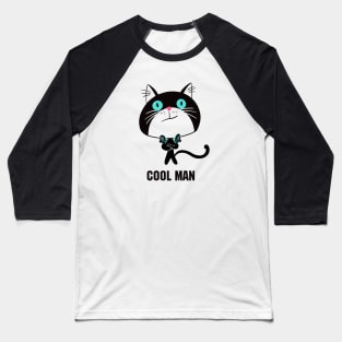 Cat "Cool man" Baseball T-Shirt